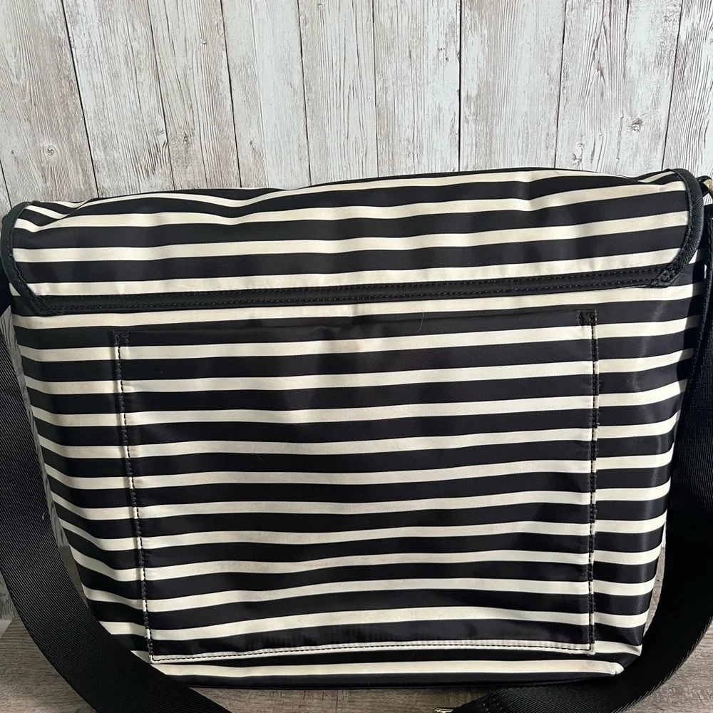 Kate Spade Black and White Striped Messenger Bag